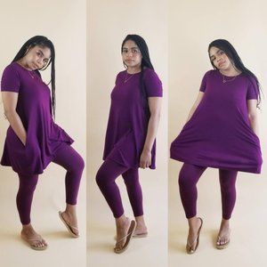 Tunic Cropped Legging Set Purple